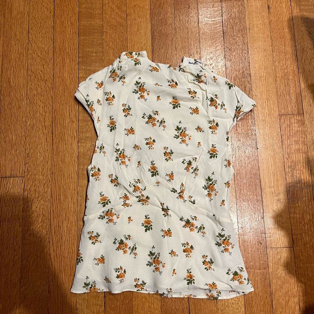 Reformation Floral Blouse in Cream and Orange